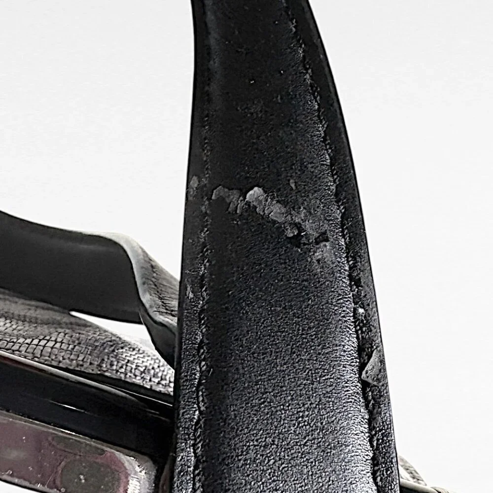 Diane von Furstenberg 440 Breakaway Black White Embossed Leather Satchel